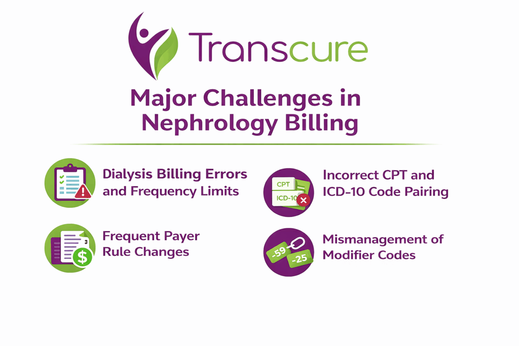 Major challenges in nephrology billing.