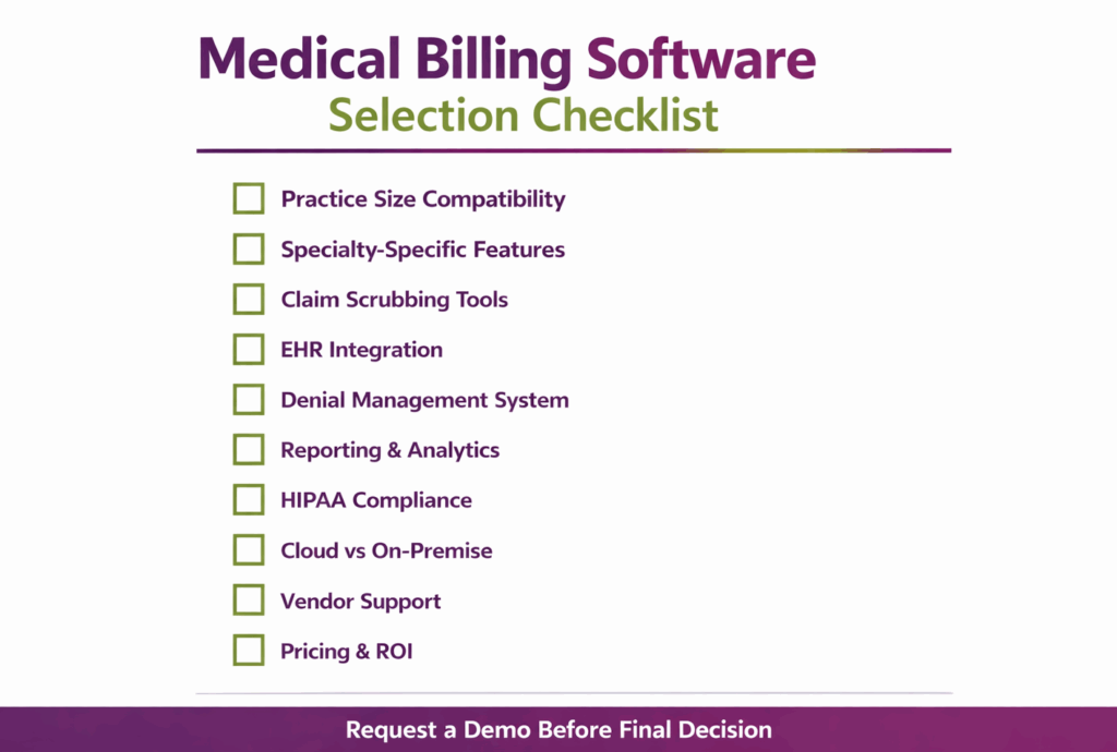 medical billing software selection checklist