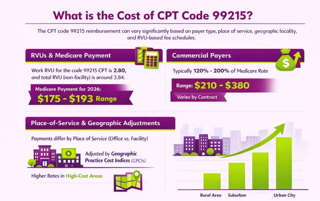 medicare cost and rvu of cpt code 99215