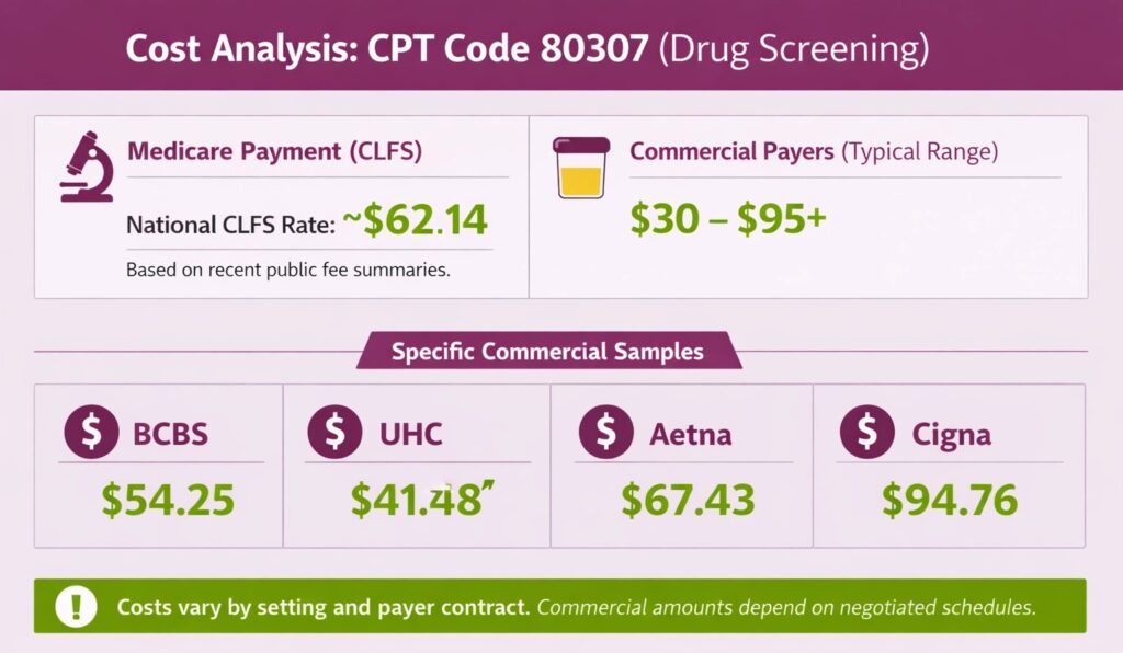 medicare and commercial cpt code 80307 cost