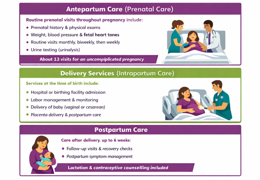 Three core phases of maternity care.