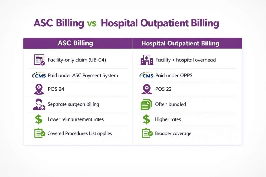 ASC billing vs Hospital outpatient billing