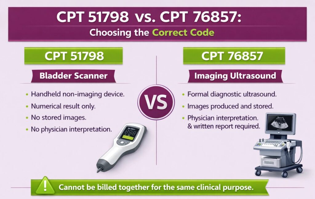 CPT code 51798 VS CPT 76857
