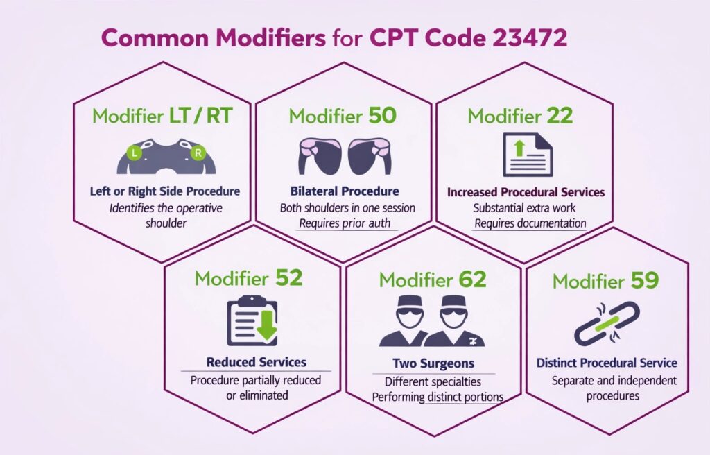 Common modifiers for cpt code 23472