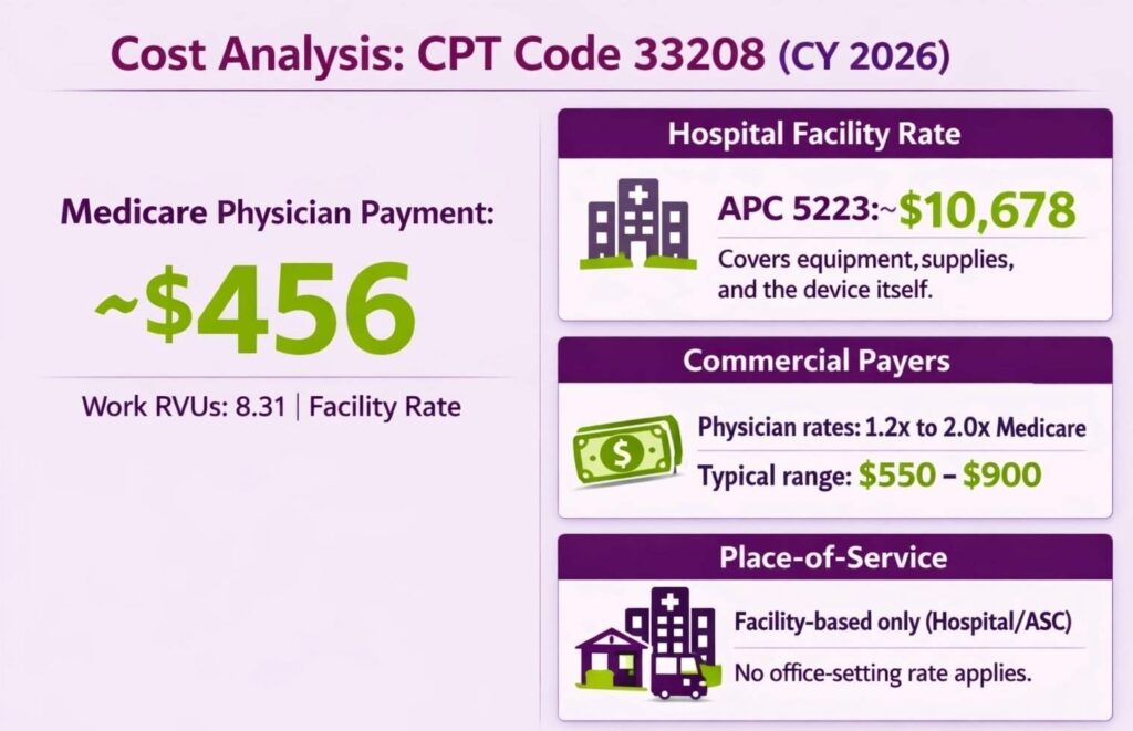 Cost analysis of CPT code 33208