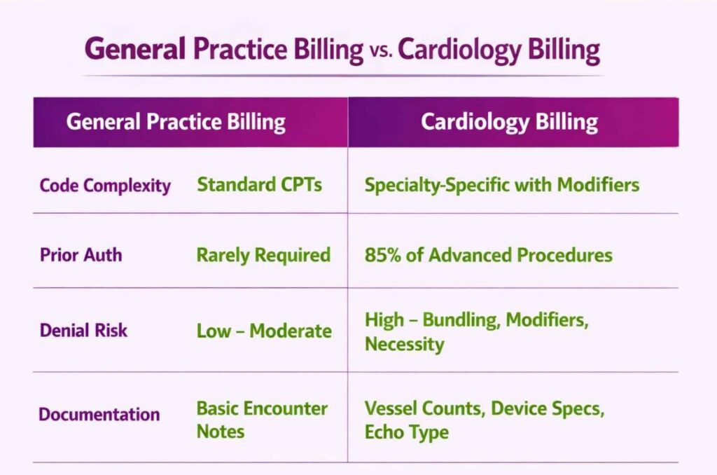 General Practice Billing vs Cardiology billing