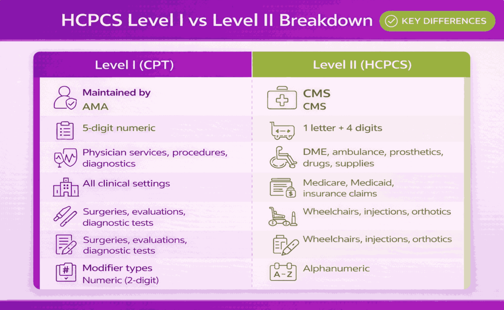HCPCS Level I vs. Level II Breakdown