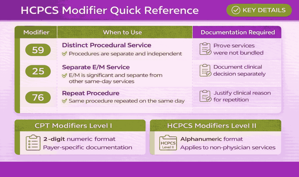 HCPCS Modifier Quick Reference