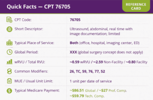 CPT Code 76705: Description, Cost, Scenarios, and Rules