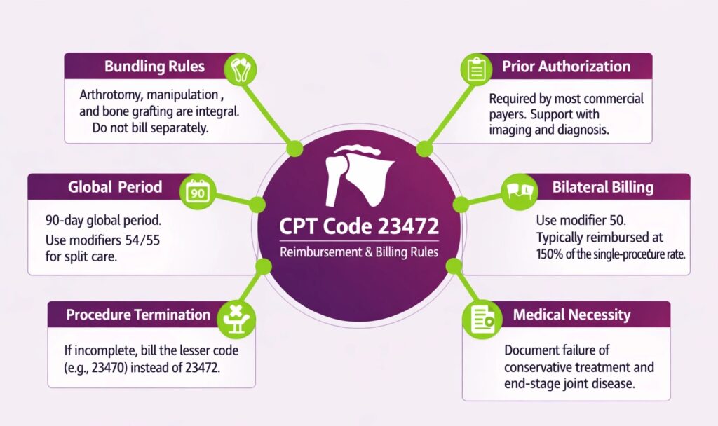 Reimbursement and Billing rules for cpt code 23472