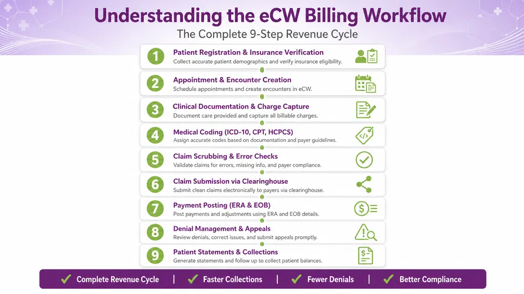 9 steps to the eCW Billing Workflow