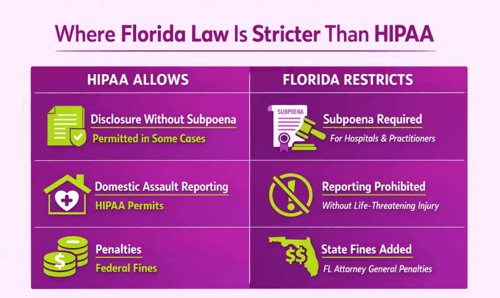 Where Florida low is stricter than HIPAA