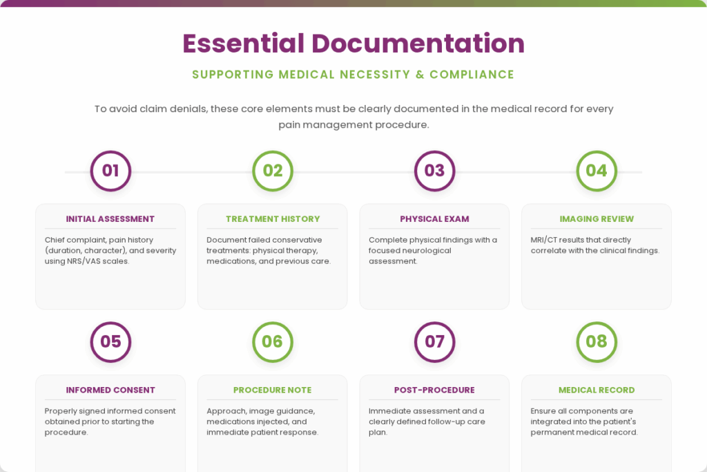 Essential documentation supporting medical necessity