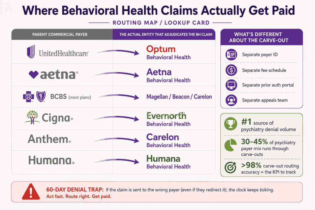 Routing map for behavioral health claims