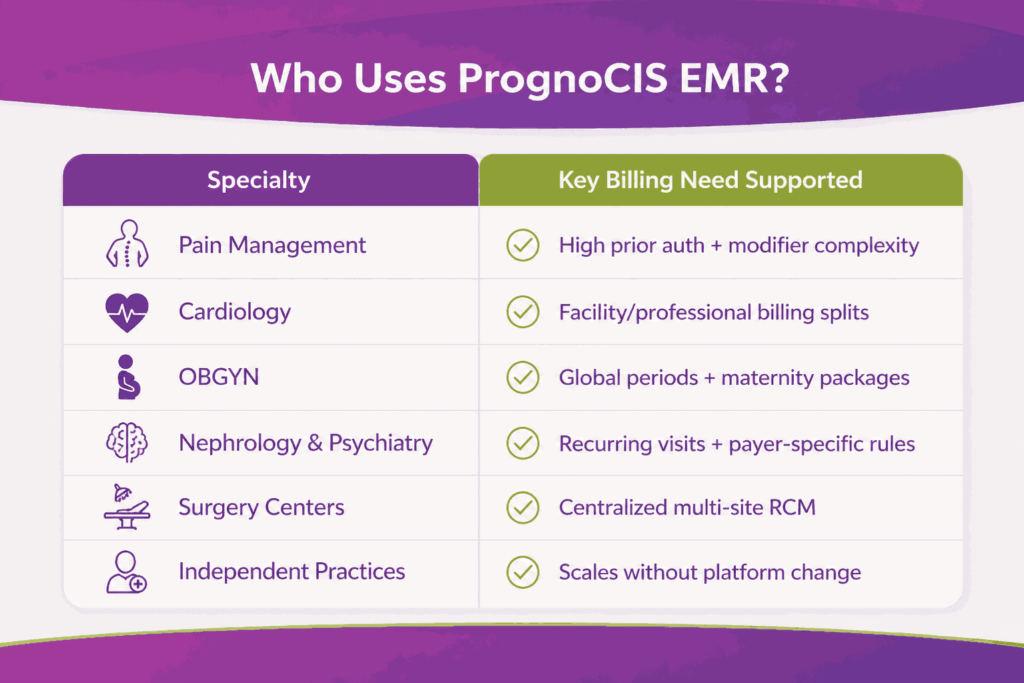 What specialties Use Prognocis EMR