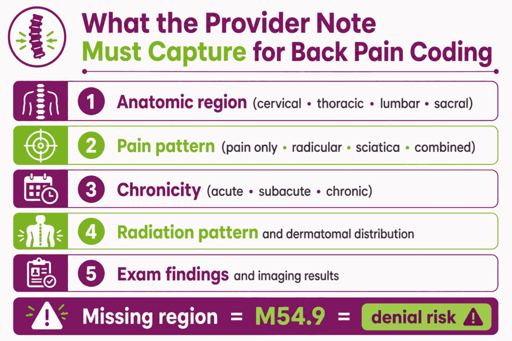 back pain provider note checklist