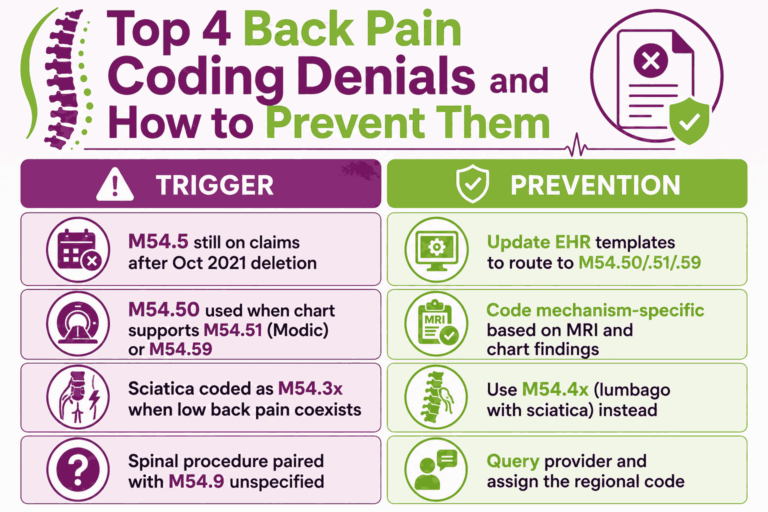 Back Pain ICD-10 Codes (M54 by Region): 2026 Coding Guide