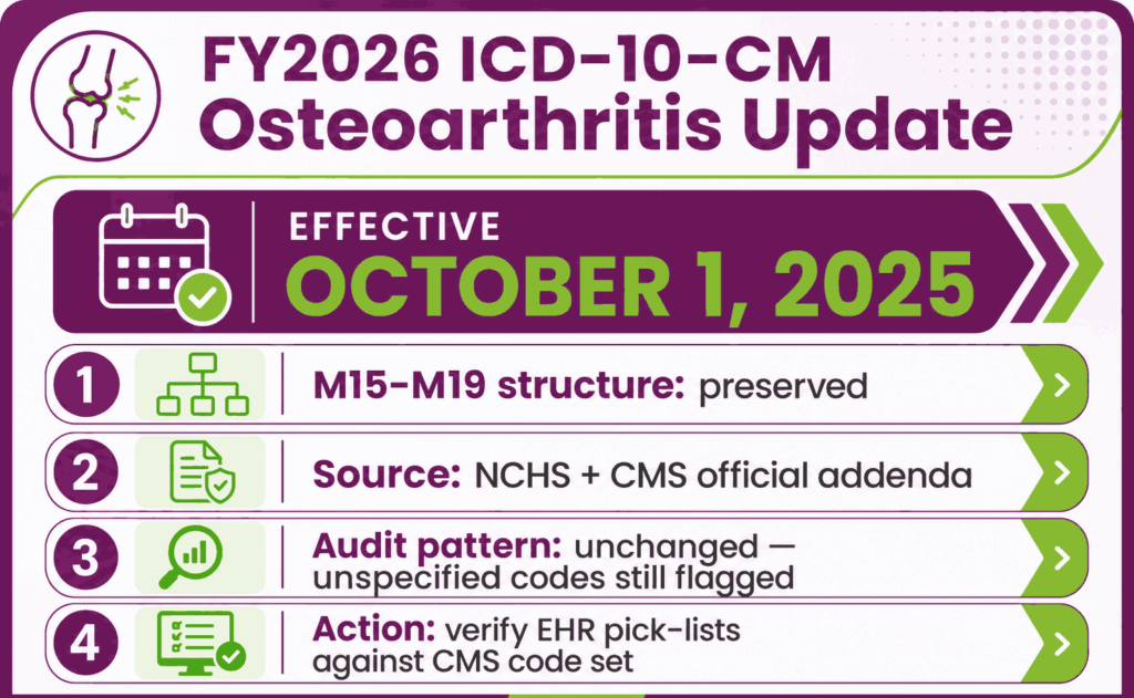 FY2026 ICD-10-CM osteoarthritis update