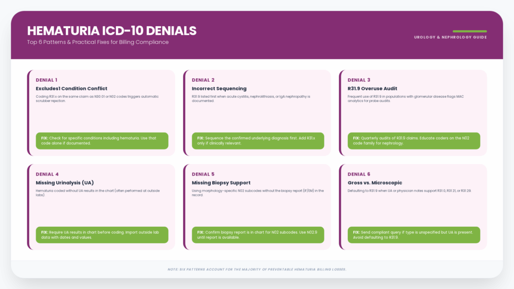 hematuria ICD 10 Denial patterns & protocol fixes