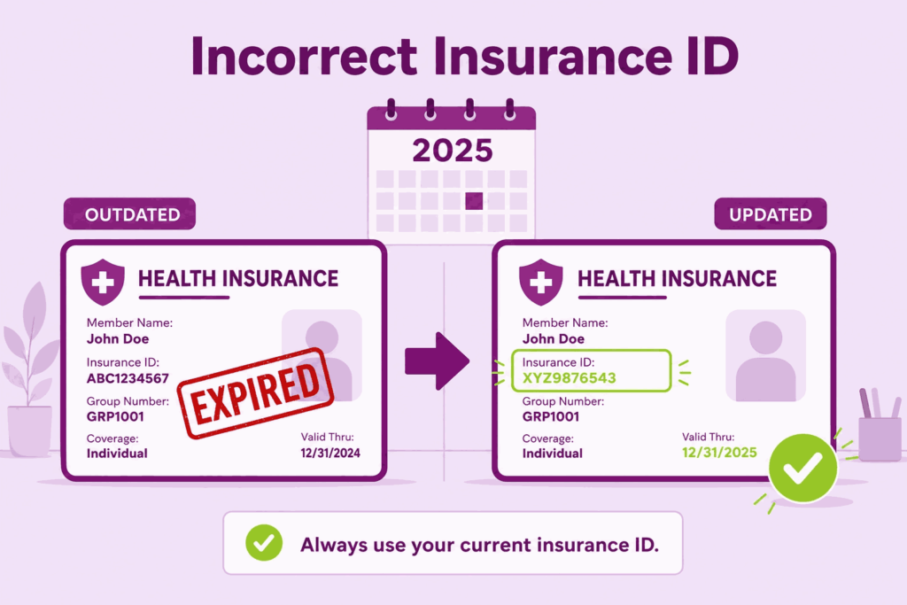 Incorrect or Outdated Insurance ID Number in Field 1a