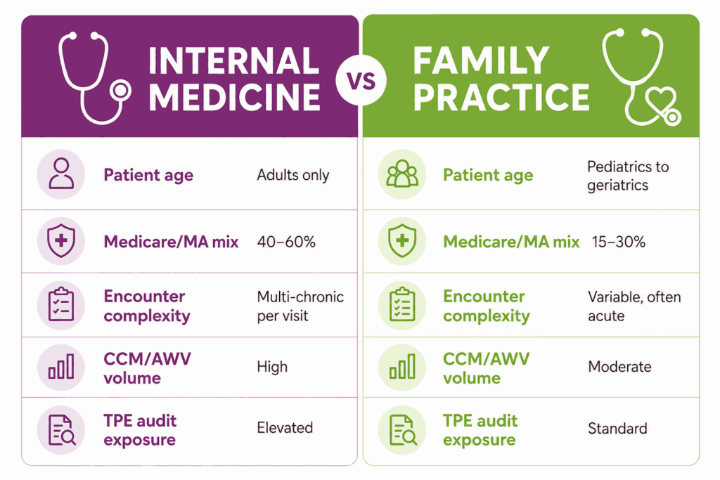 internal medicine vs family practice