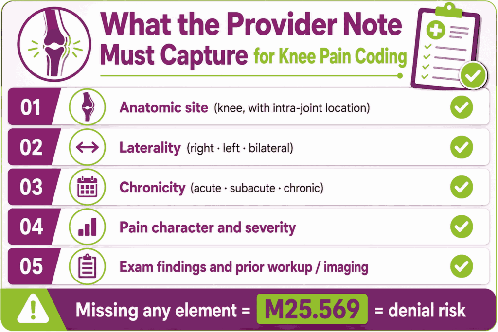 knee pain provider must capture pain coding checklist