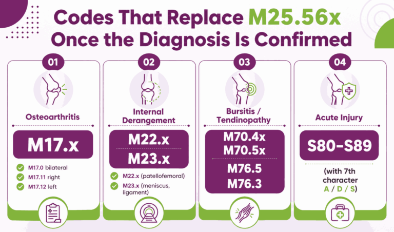 Knee Pain ICD-10 Codes (M25.56x): 2026 Coding Guide