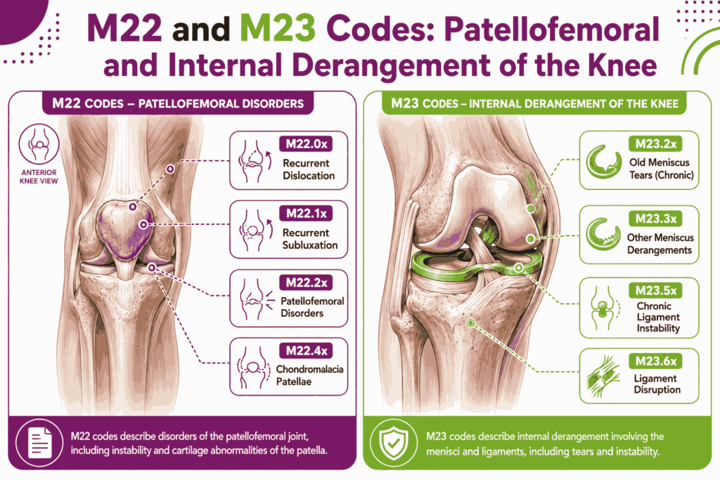 m22 and m23 knee internal
derangement map