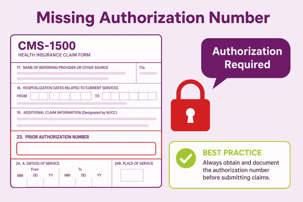 Failing to Complete the Authorization Number in Field 23