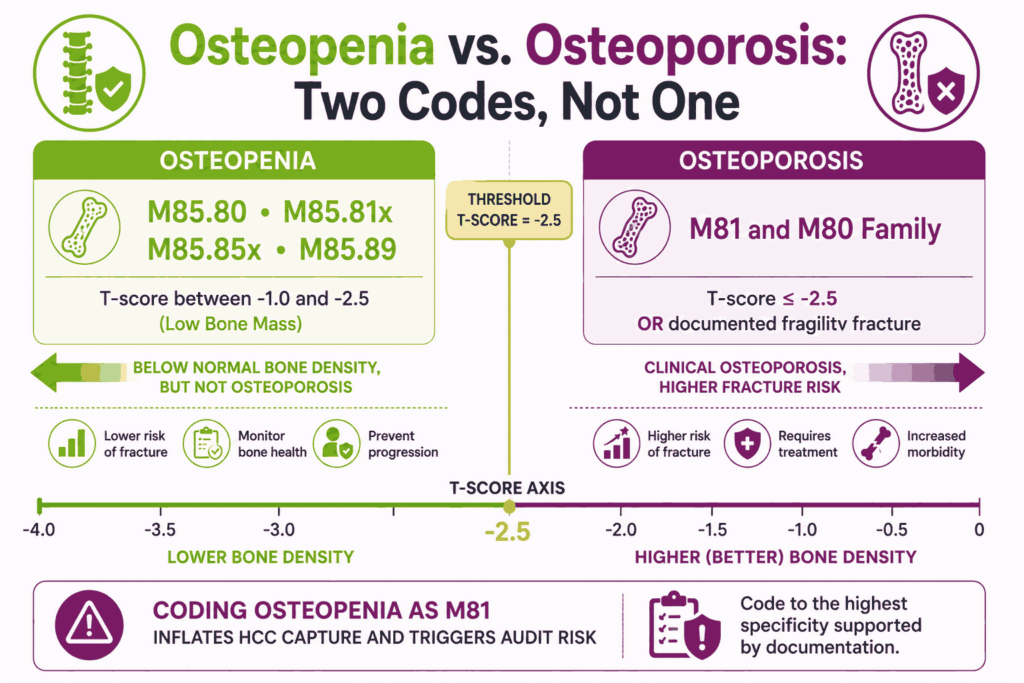 osteopenia vs osteoporosis icd10 comparison