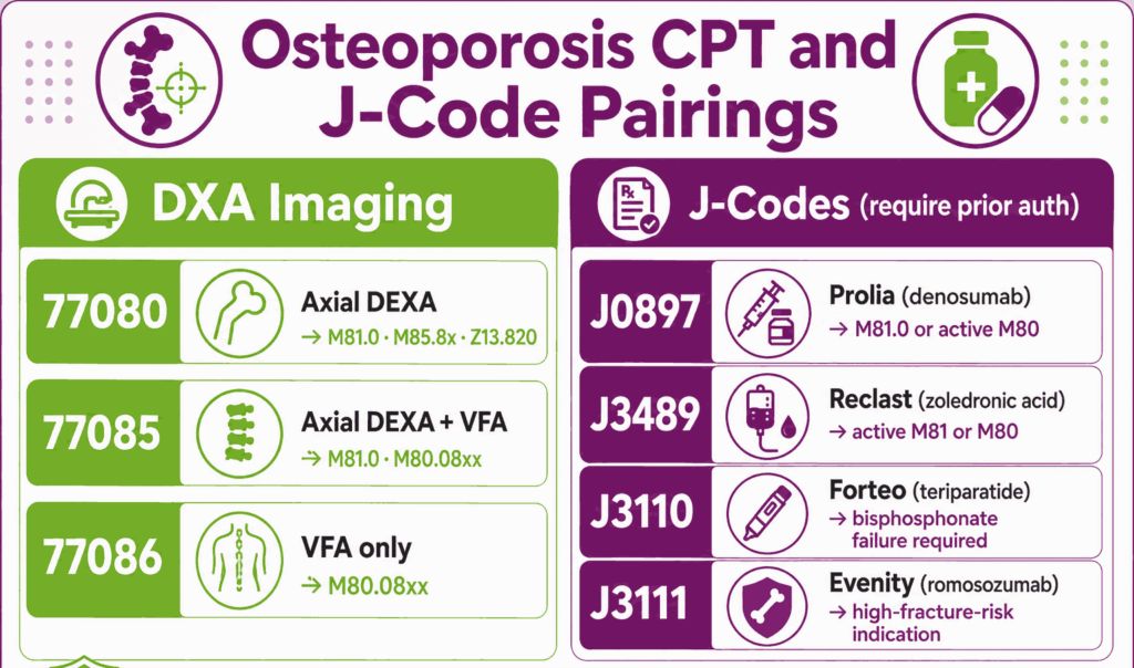 osteoporosis cpt j code pairing guide
