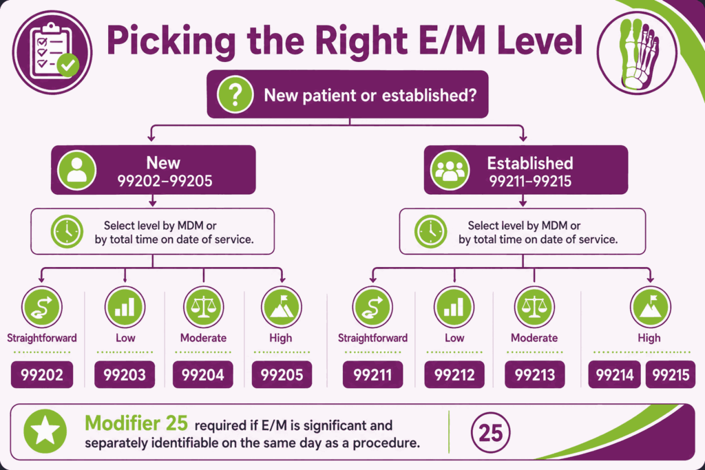podiatry em level decision tree