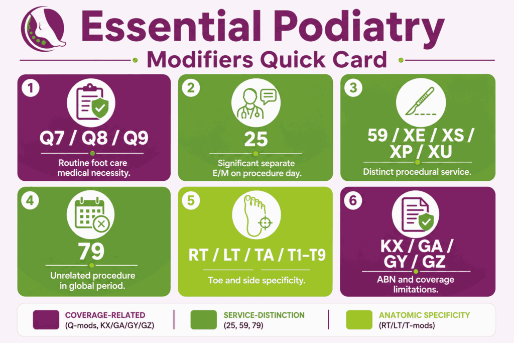 podiatry modifiers quick reference card