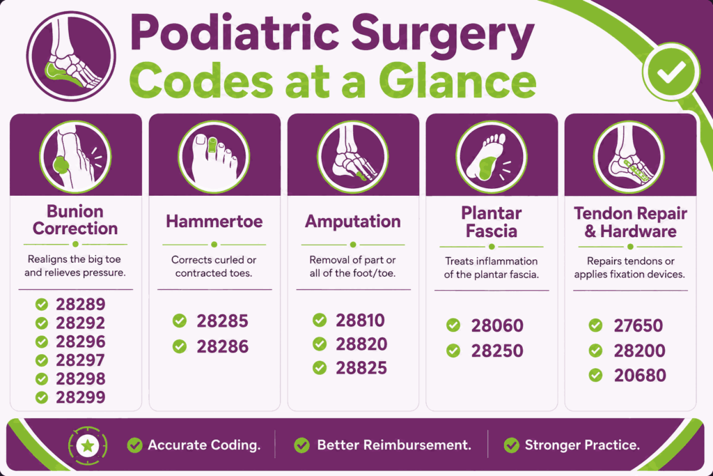 podiatry surgery codes overview
