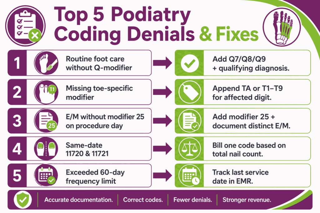 podiatry top coding denials fixes