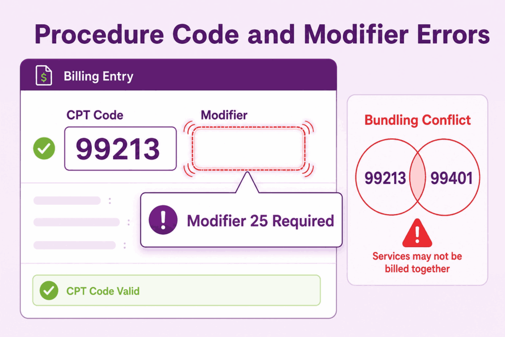 Errors in Procedure Codes and Missing Modifiers in Field 24D