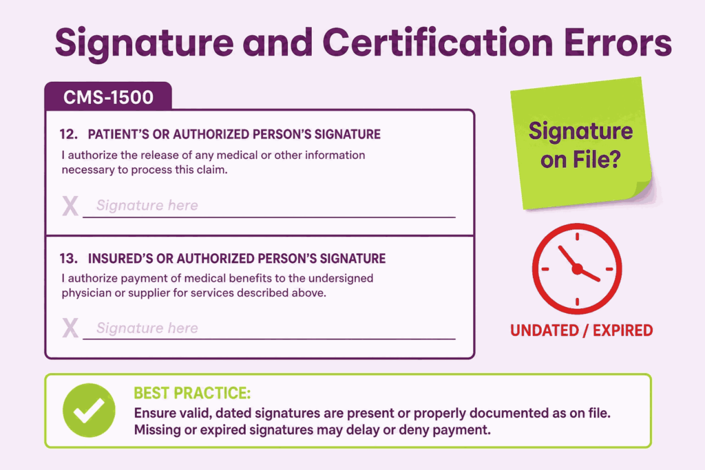 Signature and Certification Errors in Fields 12 and 13