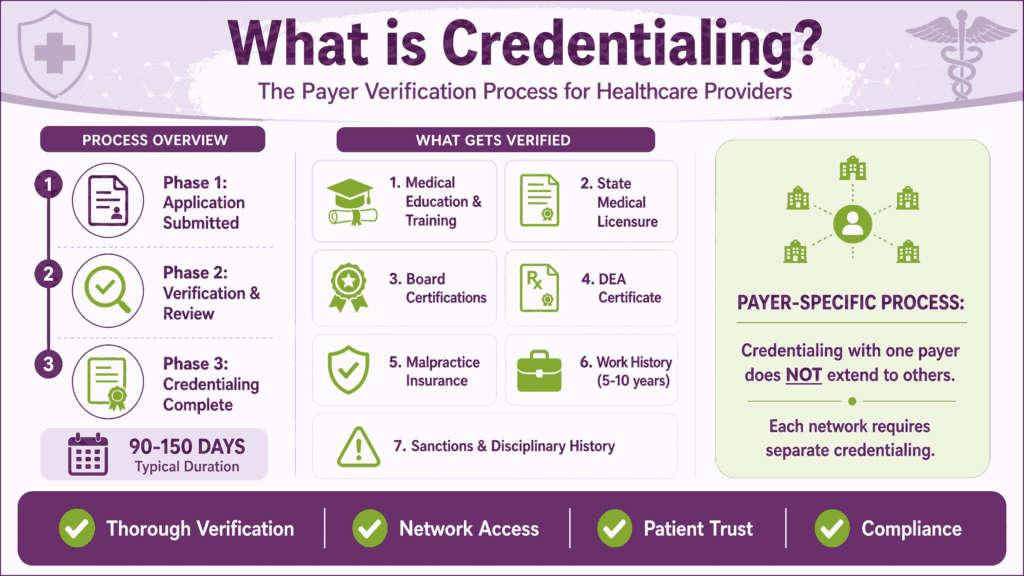 The credentialing payer verification process