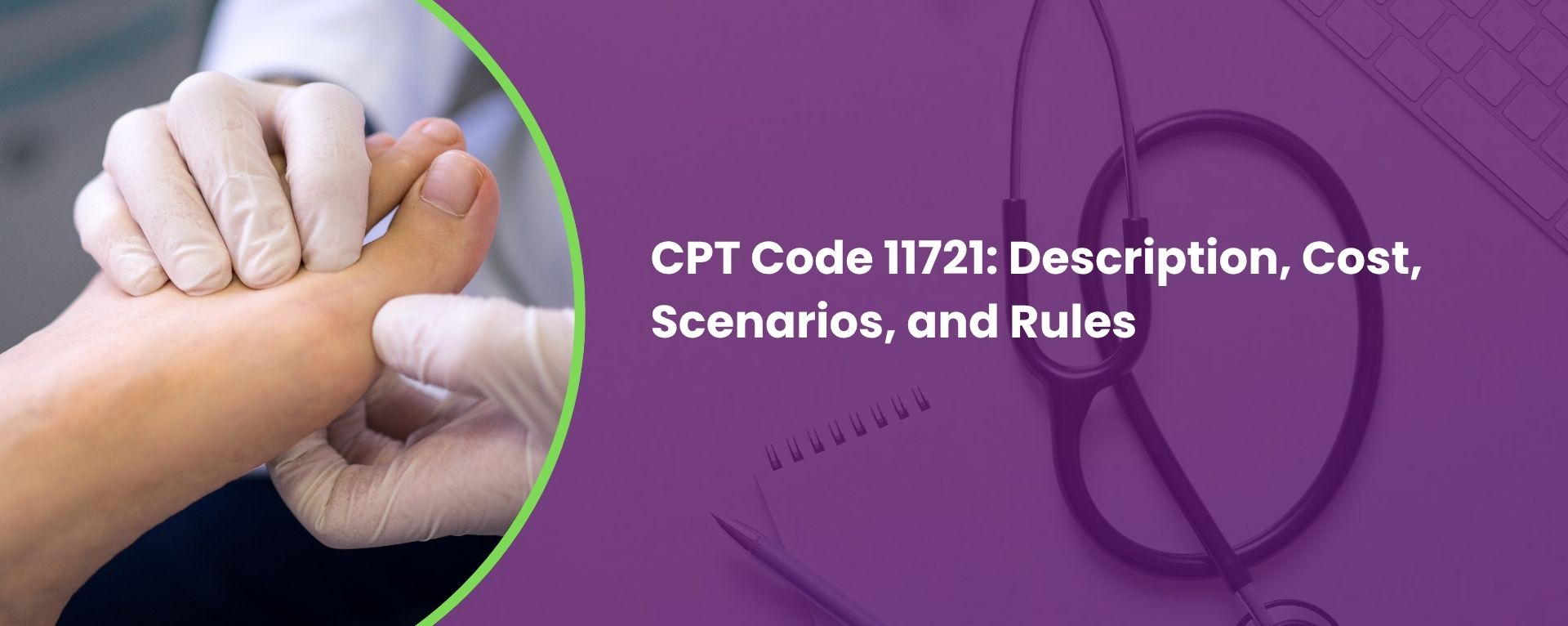 CPT Code 11721: Description, Cost, Scenarios, and Rules