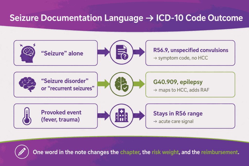 Seizure Documentation Language that decides ICD-10 Code outcome