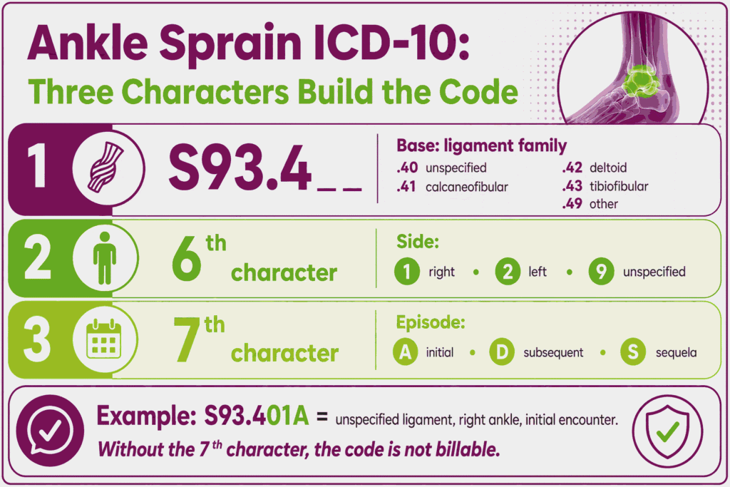 Ankle Sprain ICD -10 code structure