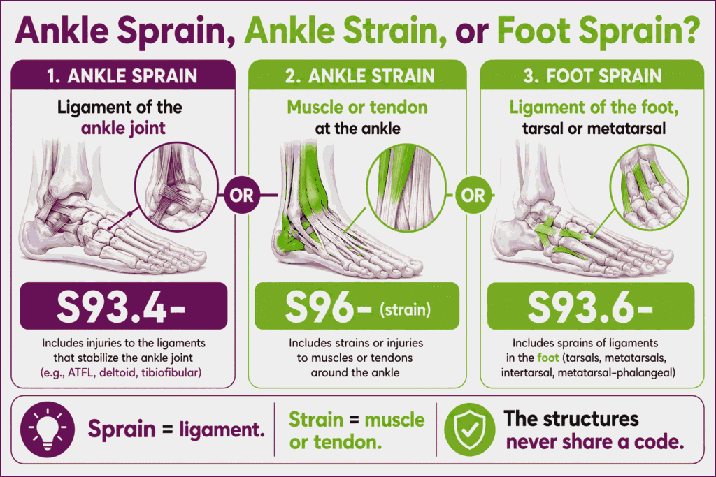 Difference between Ankle sprain, strain, and foot sprain