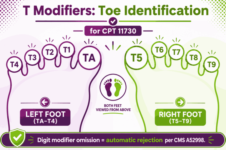 Toe Code Modifiers CPT Code 11730: Description, Cost, Scenarios, and Rules