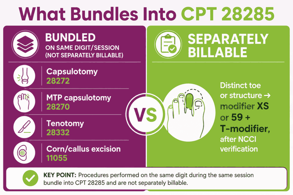 What bundles into CPT 28285
