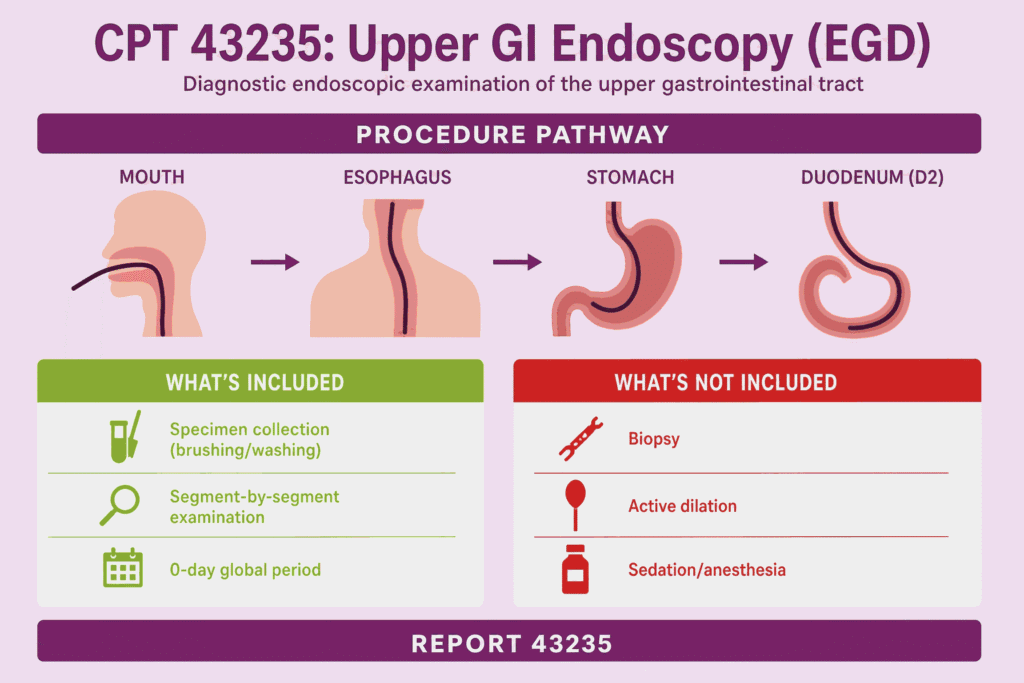 CPT 43235: Upper GI Endoscopy (EGD)