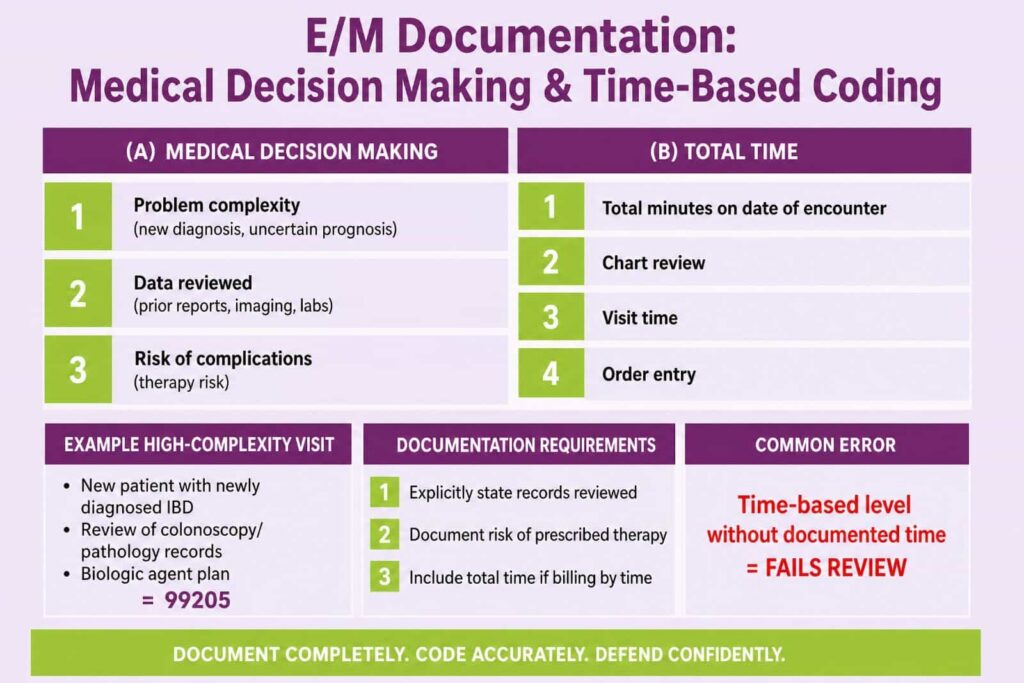 E/M Documention: medical decision making & time-based coding