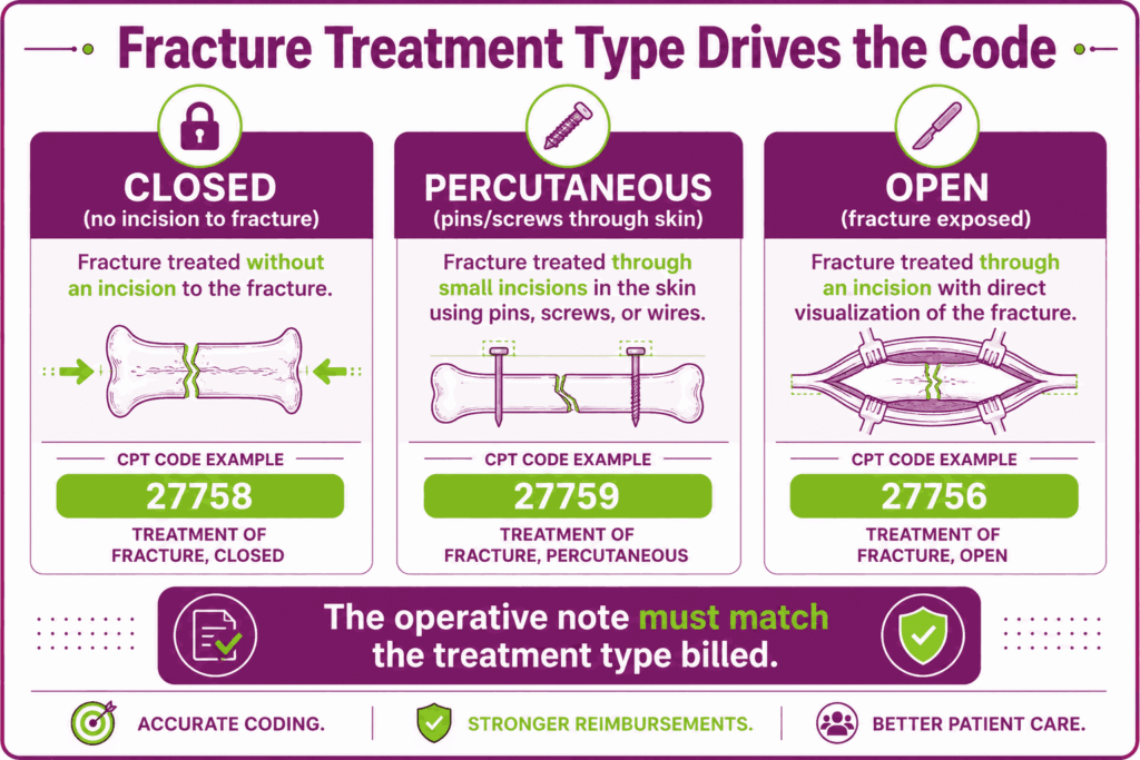 Fracture treatment type orthopedic codes