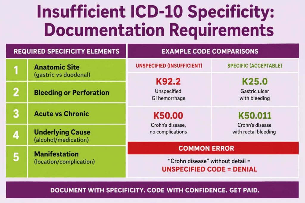Insufficient ICD-10 Specificity Documentation Requirements