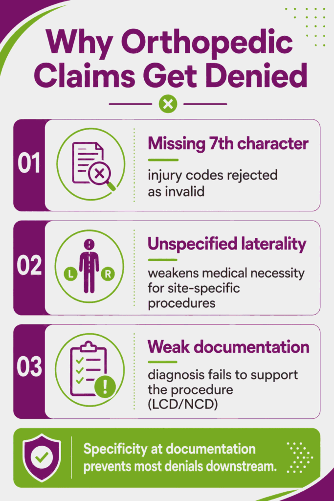 reasons for Orthopedic claims denials