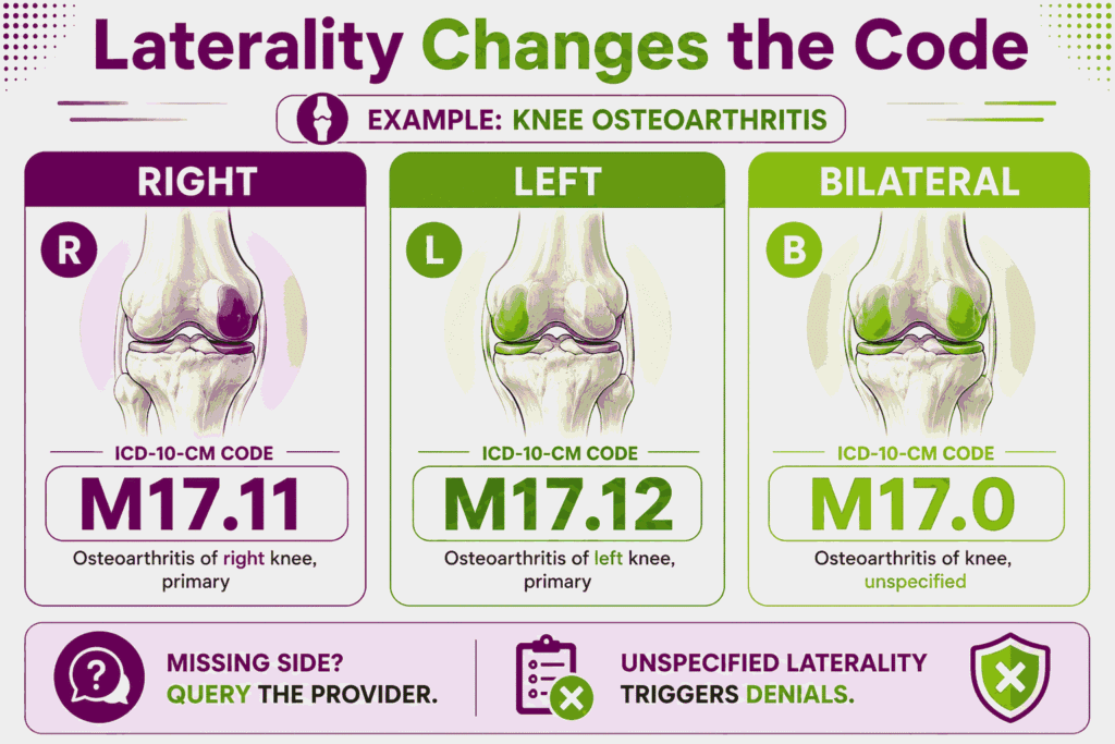 Laterality Changes the code Knee osteoarthritis